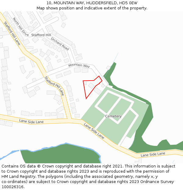 10, MOUNTAIN WAY, HUDDERSFIELD, HD5 0EW: Location map and indicative extent of plot