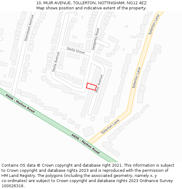 10, MUIR AVENUE, TOLLERTON, NOTTINGHAM, NG12 4EZ: Location map and indicative extent of plot