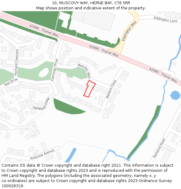 10, MUSCOVY WAY, HERNE BAY, CT6 5RR: Location map and indicative extent of plot