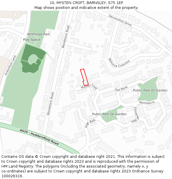 10, MYSTEN CROFT, BARNSLEY, S75 1EP: Location map and indicative extent of plot