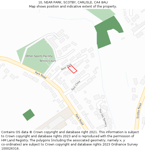 10, NEAR PARK, SCOTBY, CARLISLE, CA4 8AU: Location map and indicative extent of plot