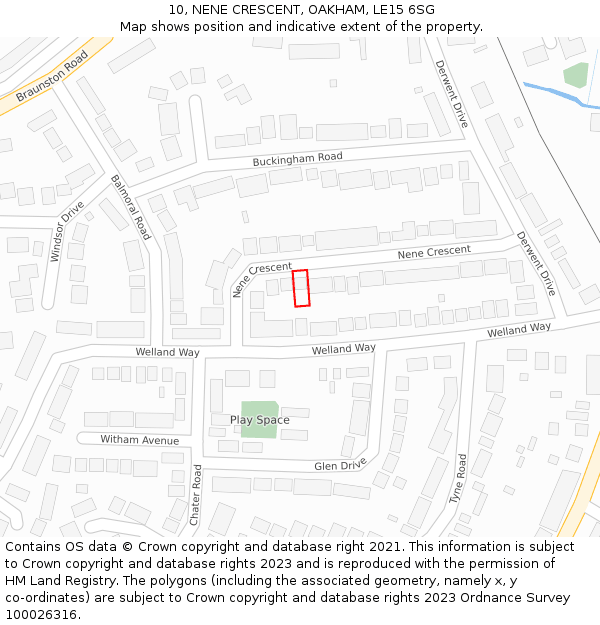 10, NENE CRESCENT, OAKHAM, LE15 6SG: Location map and indicative extent of plot