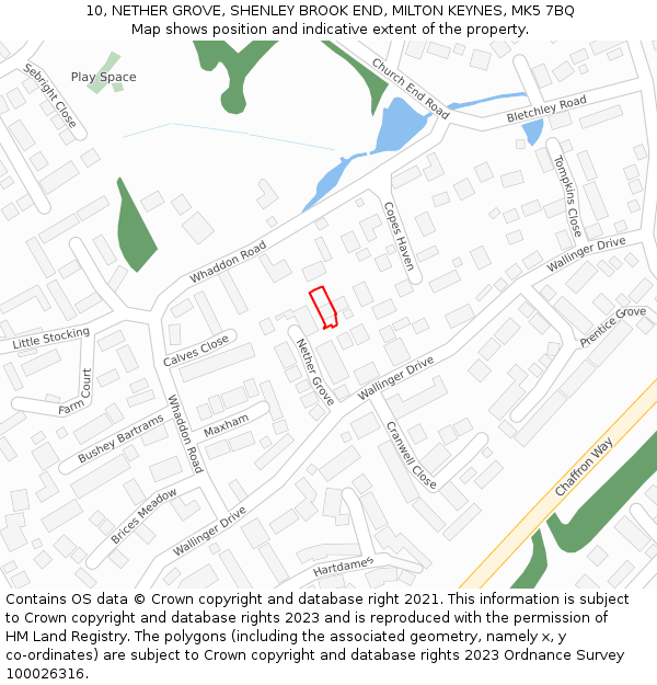 10, NETHER GROVE, SHENLEY BROOK END, MILTON KEYNES, MK5 7BQ: Location map and indicative extent of plot