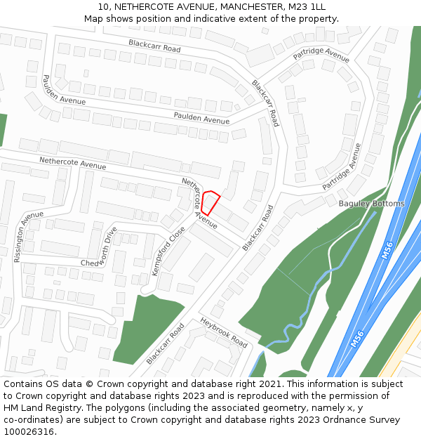 10, NETHERCOTE AVENUE, MANCHESTER, M23 1LL: Location map and indicative extent of plot