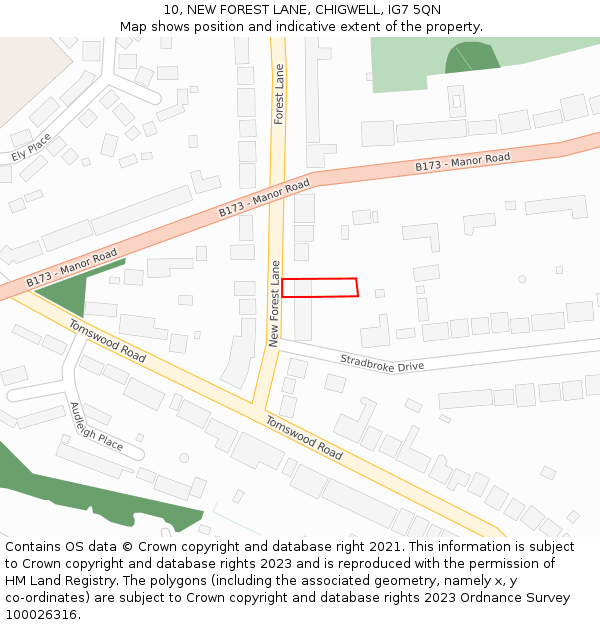 10, NEW FOREST LANE, CHIGWELL, IG7 5QN: Location map and indicative extent of plot