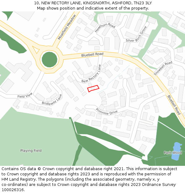 10, NEW RECTORY LANE, KINGSNORTH, ASHFORD, TN23 3LY: Location map and indicative extent of plot