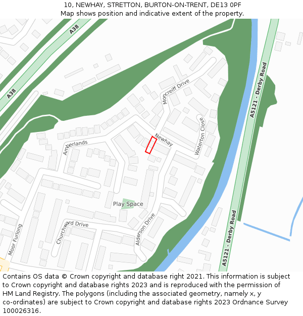 10, NEWHAY, STRETTON, BURTON-ON-TRENT, DE13 0PF: Location map and indicative extent of plot