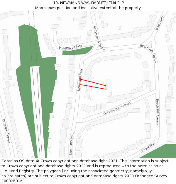 10, NEWMANS WAY, BARNET, EN4 0LP: Location map and indicative extent of plot