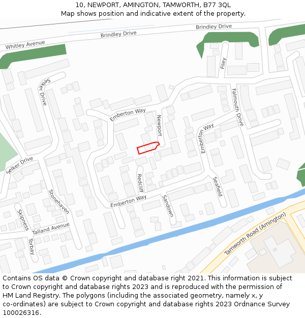 10, NEWPORT, AMINGTON, TAMWORTH, B77 3QL: Location map and indicative extent of plot