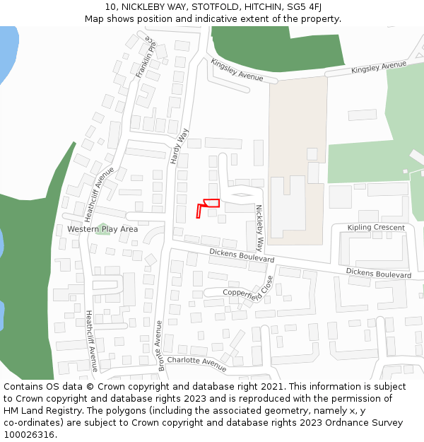 10, NICKLEBY WAY, STOTFOLD, HITCHIN, SG5 4FJ: Location map and indicative extent of plot