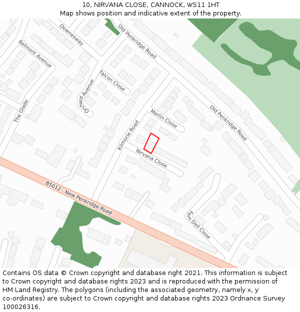 10, NIRVANA CLOSE, CANNOCK, WS11 1HT: Location map and indicative extent of plot