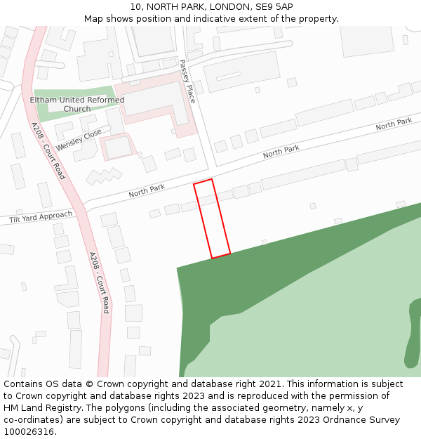 10, NORTH PARK, LONDON, SE9 5AP: Location map and indicative extent of plot