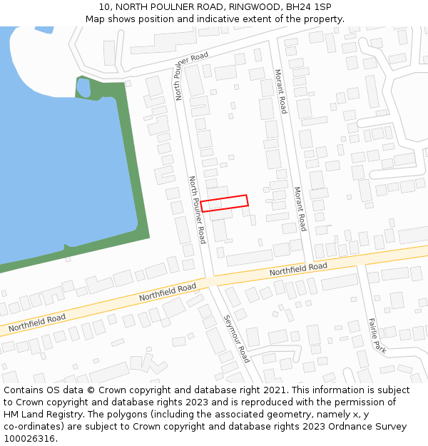 10, NORTH POULNER ROAD, RINGWOOD, BH24 1SP: Location map and indicative extent of plot