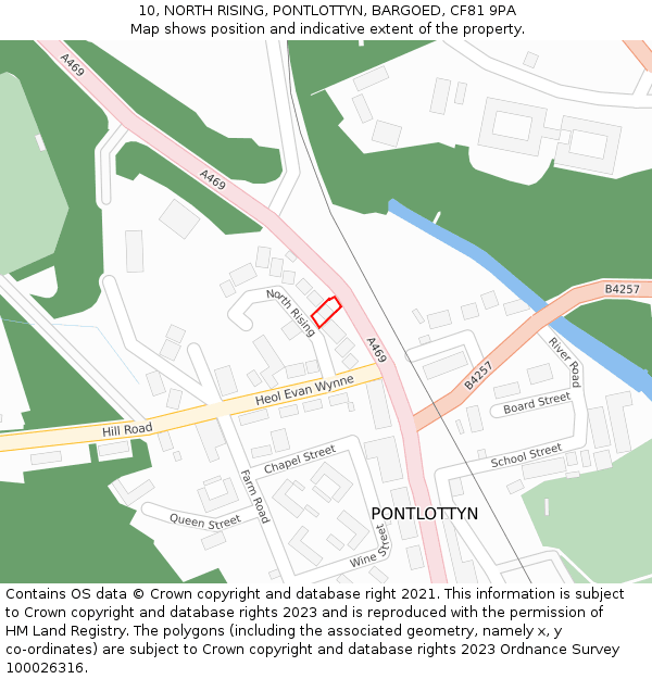 10, NORTH RISING, PONTLOTTYN, BARGOED, CF81 9PA: Location map and indicative extent of plot