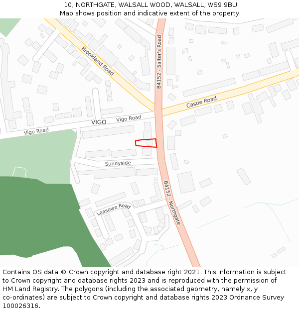 10, NORTHGATE, WALSALL WOOD, WALSALL, WS9 9BU: Location map and indicative extent of plot