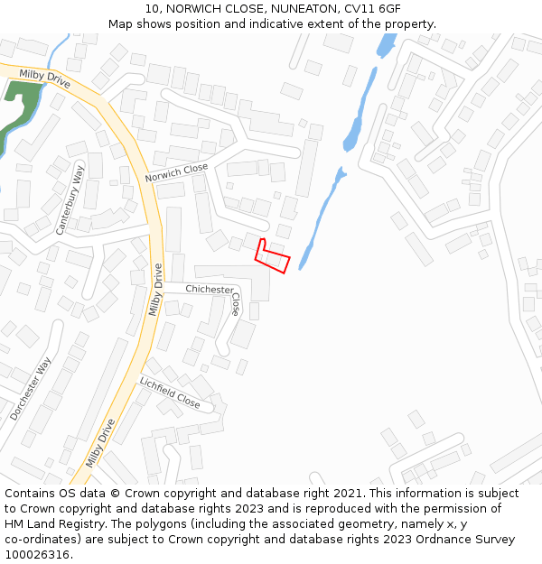 10, NORWICH CLOSE, NUNEATON, CV11 6GF: Location map and indicative extent of plot