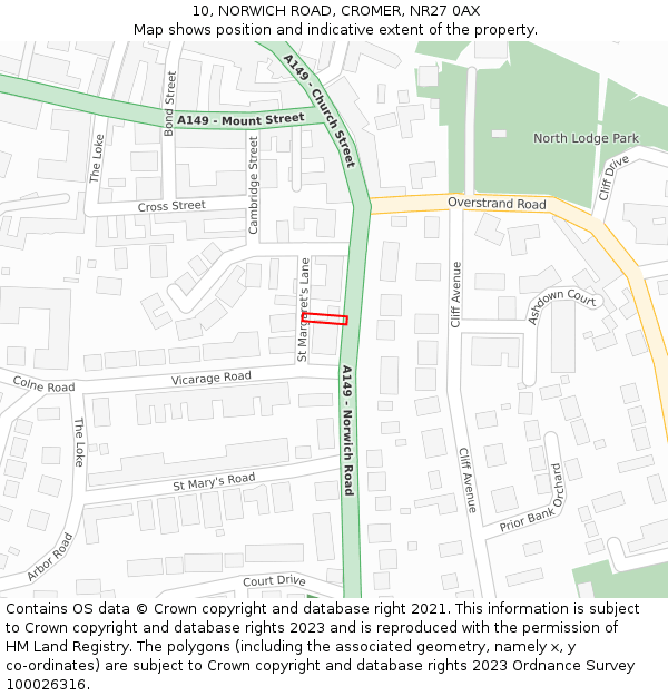 10, NORWICH ROAD, CROMER, NR27 0AX: Location map and indicative extent of plot