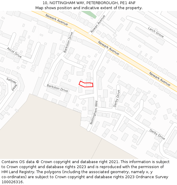 10, NOTTINGHAM WAY, PETERBOROUGH, PE1 4NF: Location map and indicative extent of plot