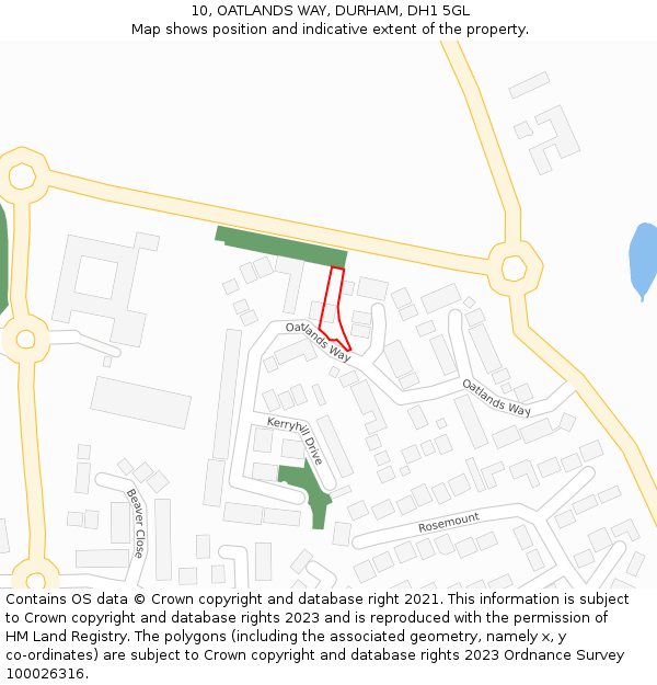 10, OATLANDS WAY, DURHAM, DH1 5GL: Location map and indicative extent of plot