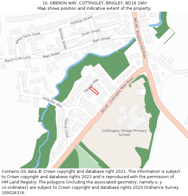 10, OBERON WAY, COTTINGLEY, BINGLEY, BD16 1WH: Location map and indicative extent of plot