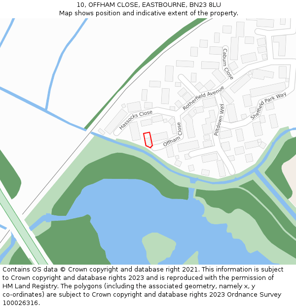 10, OFFHAM CLOSE, EASTBOURNE, BN23 8LU: Location map and indicative extent of plot