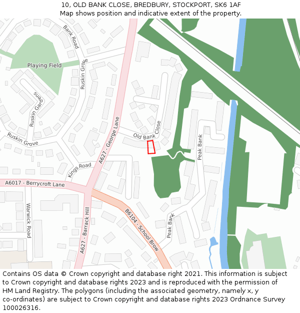 10, OLD BANK CLOSE, BREDBURY, STOCKPORT, SK6 1AF: Location map and indicative extent of plot