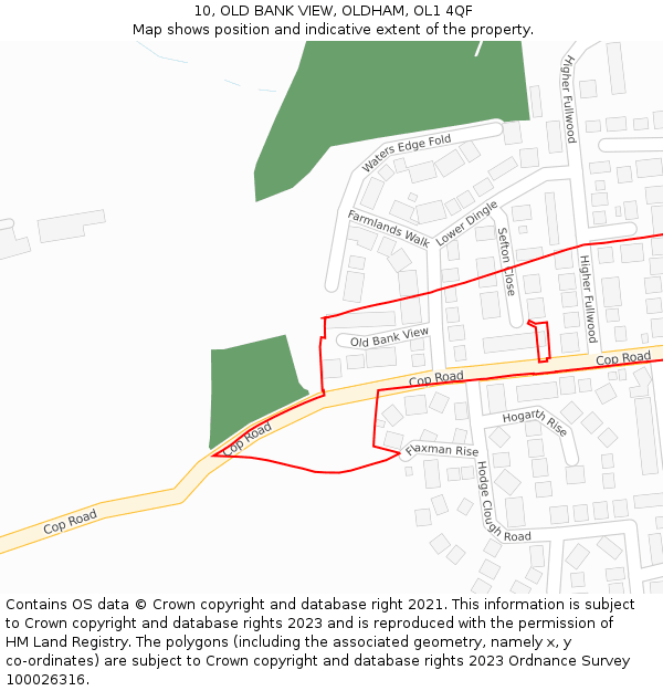 10, OLD BANK VIEW, OLDHAM, OL1 4QF: Location map and indicative extent of plot