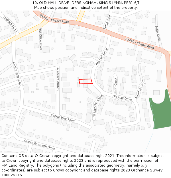 10, OLD HALL DRIVE, DERSINGHAM, KING'S LYNN, PE31 6JT: Location map and indicative extent of plot