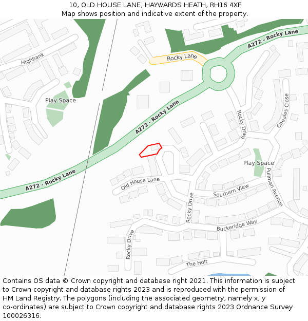 10, OLD HOUSE LANE, HAYWARDS HEATH, RH16 4XF: Location map and indicative extent of plot