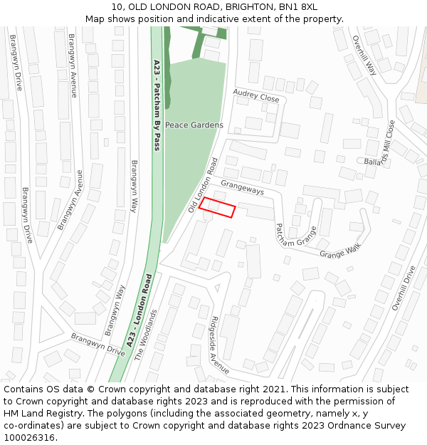 10, OLD LONDON ROAD, BRIGHTON, BN1 8XL: Location map and indicative extent of plot