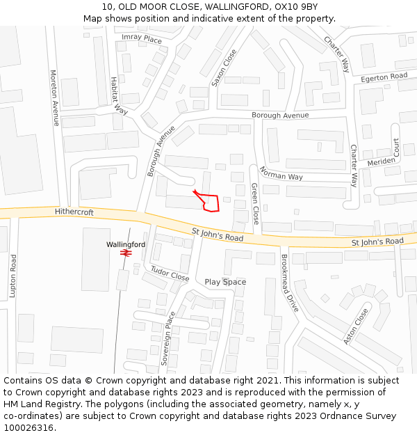 10, OLD MOOR CLOSE, WALLINGFORD, OX10 9BY: Location map and indicative extent of plot