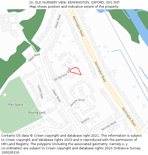 10, OLD NURSERY VIEW, KENNINGTON, OXFORD, OX1 5NT: Location map and indicative extent of plot