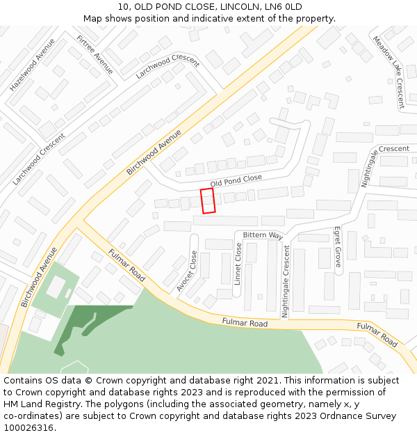 10, OLD POND CLOSE, LINCOLN, LN6 0LD: Location map and indicative extent of plot