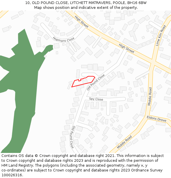10, OLD POUND CLOSE, LYTCHETT MATRAVERS, POOLE, BH16 6BW: Location map and indicative extent of plot