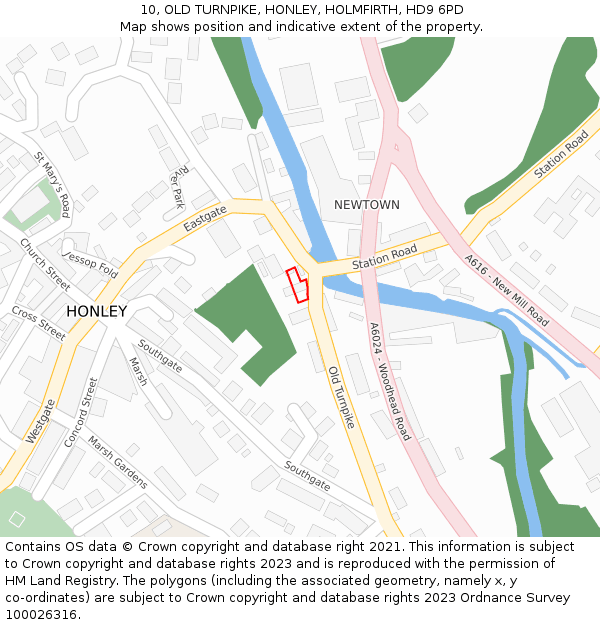 10, OLD TURNPIKE, HONLEY, HOLMFIRTH, HD9 6PD: Location map and indicative extent of plot