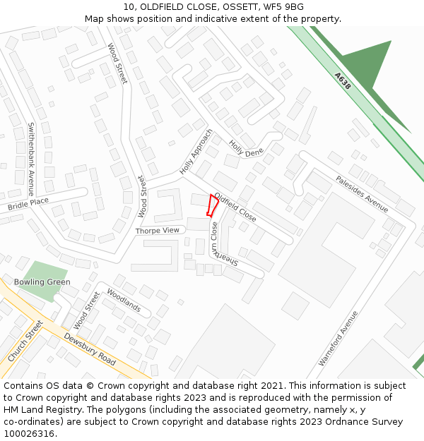 10, OLDFIELD CLOSE, OSSETT, WF5 9BG: Location map and indicative extent of plot