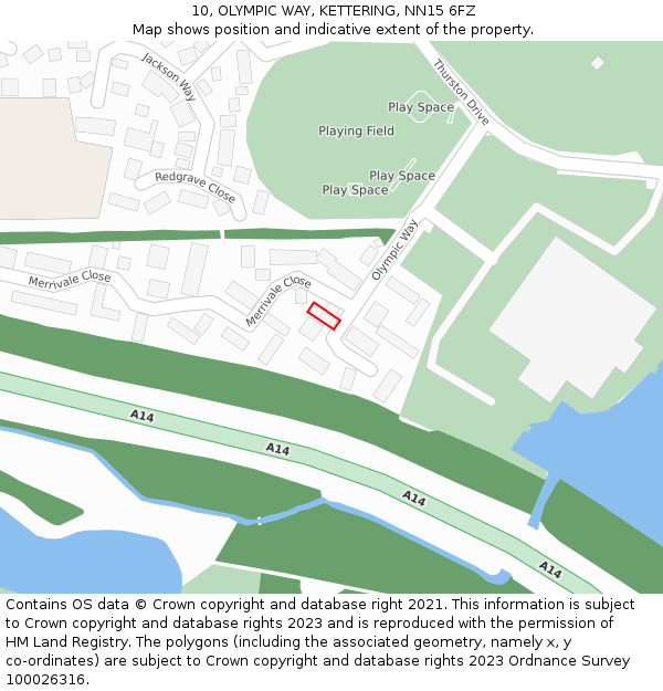 10, OLYMPIC WAY, KETTERING, NN15 6FZ: Location map and indicative extent of plot