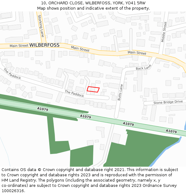 10, ORCHARD CLOSE, WILBERFOSS, YORK, YO41 5RW: Location map and indicative extent of plot