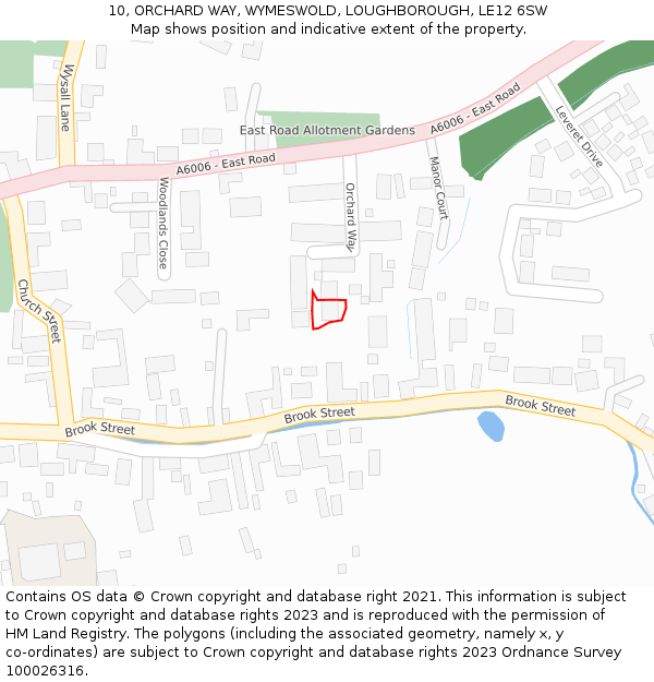 10, ORCHARD WAY, WYMESWOLD, LOUGHBOROUGH, LE12 6SW: Location map and indicative extent of plot