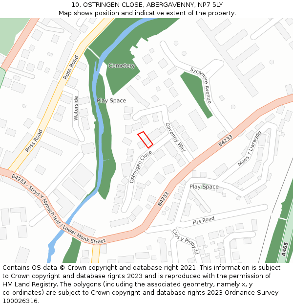10, OSTRINGEN CLOSE, ABERGAVENNY, NP7 5LY: Location map and indicative extent of plot