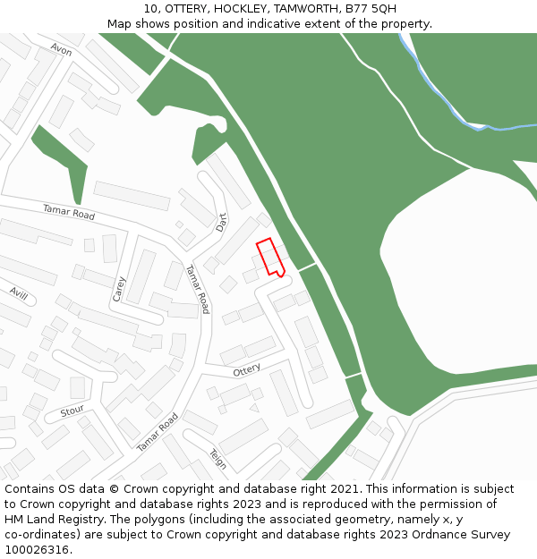 10, OTTERY, HOCKLEY, TAMWORTH, B77 5QH: Location map and indicative extent of plot