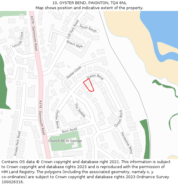 10, OYSTER BEND, PAIGNTON, TQ4 6NL: Location map and indicative extent of plot