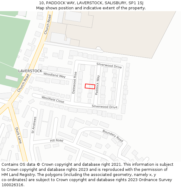 10, PADDOCK WAY, LAVERSTOCK, SALISBURY, SP1 1SJ: Location map and indicative extent of plot