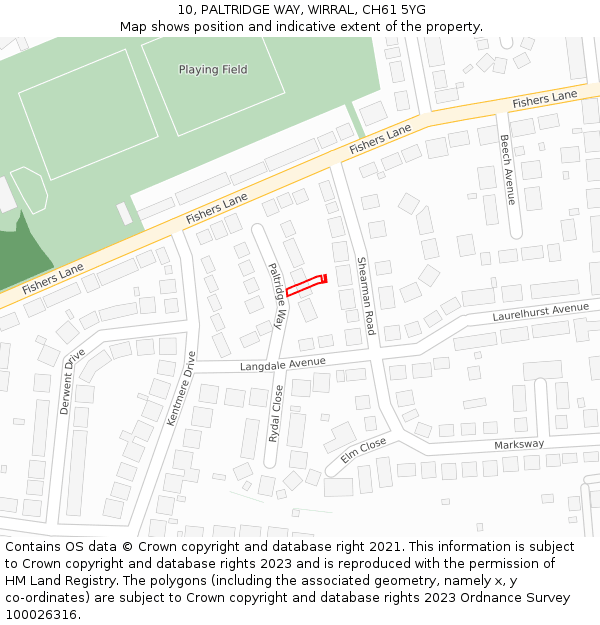 10, PALTRIDGE WAY, WIRRAL, CH61 5YG: Location map and indicative extent of plot