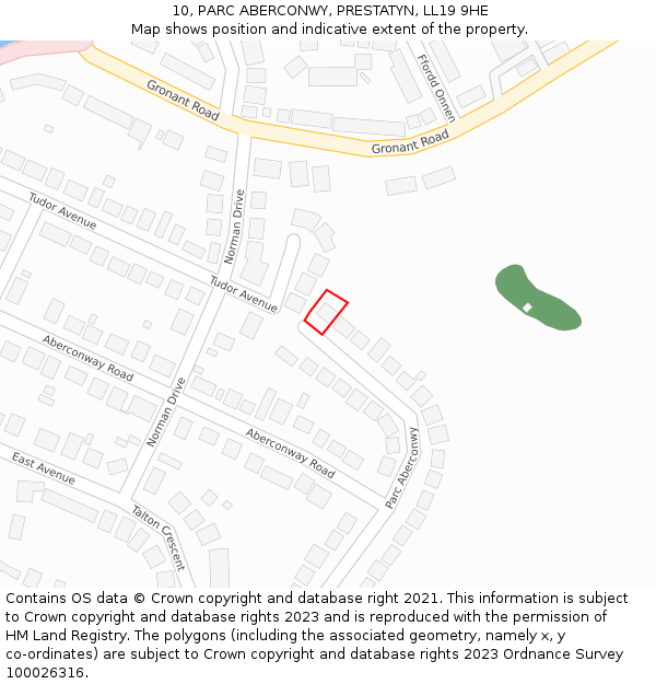 10, PARC ABERCONWY, PRESTATYN, LL19 9HE: Location map and indicative extent of plot