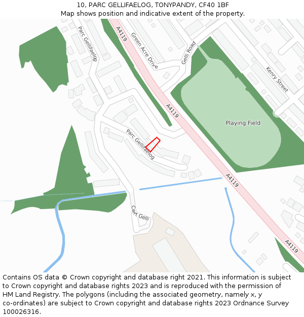 10, PARC GELLIFAELOG, TONYPANDY, CF40 1BF: Location map and indicative extent of plot