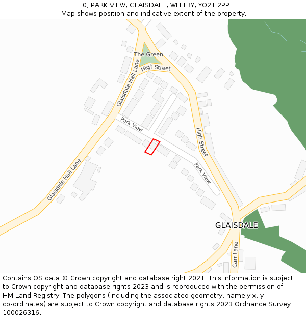 10, PARK VIEW, GLAISDALE, WHITBY, YO21 2PP: Location map and indicative extent of plot