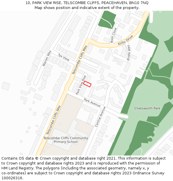 10, PARK VIEW RISE, TELSCOMBE CLIFFS, PEACEHAVEN, BN10 7NQ: Location map and indicative extent of plot