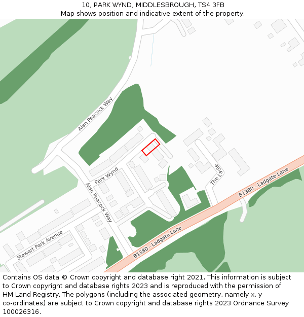 10, PARK WYND, MIDDLESBROUGH, TS4 3FB: Location map and indicative extent of plot