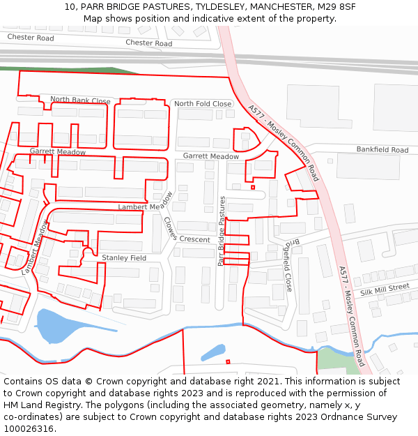 10, PARR BRIDGE PASTURES, TYLDESLEY, MANCHESTER, M29 8SF: Location map and indicative extent of plot